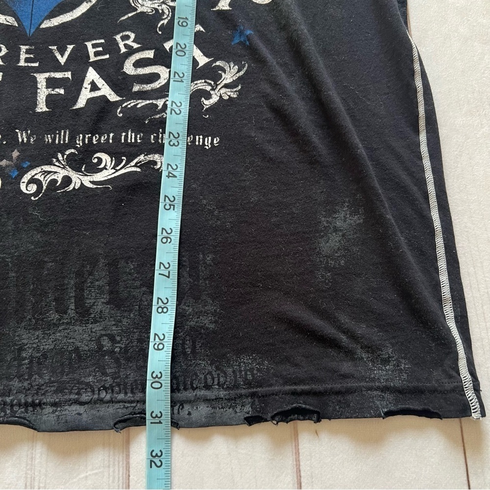NWT Affliction Mens T-Shirt 2X Black Live Fast Double Side Distressed Y2K Grunge - Picture 12 of 15